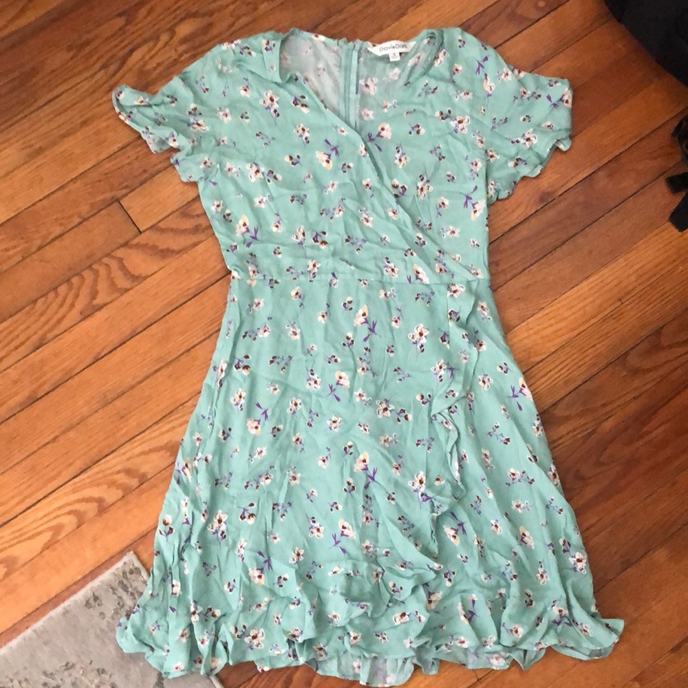 Mint green sundress with floral pattern